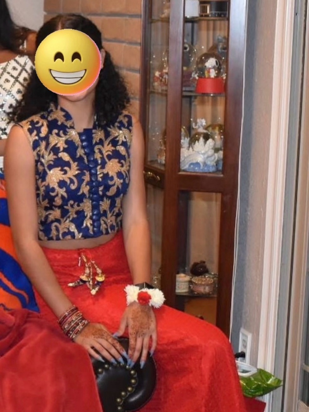 Red and Navy Lengha